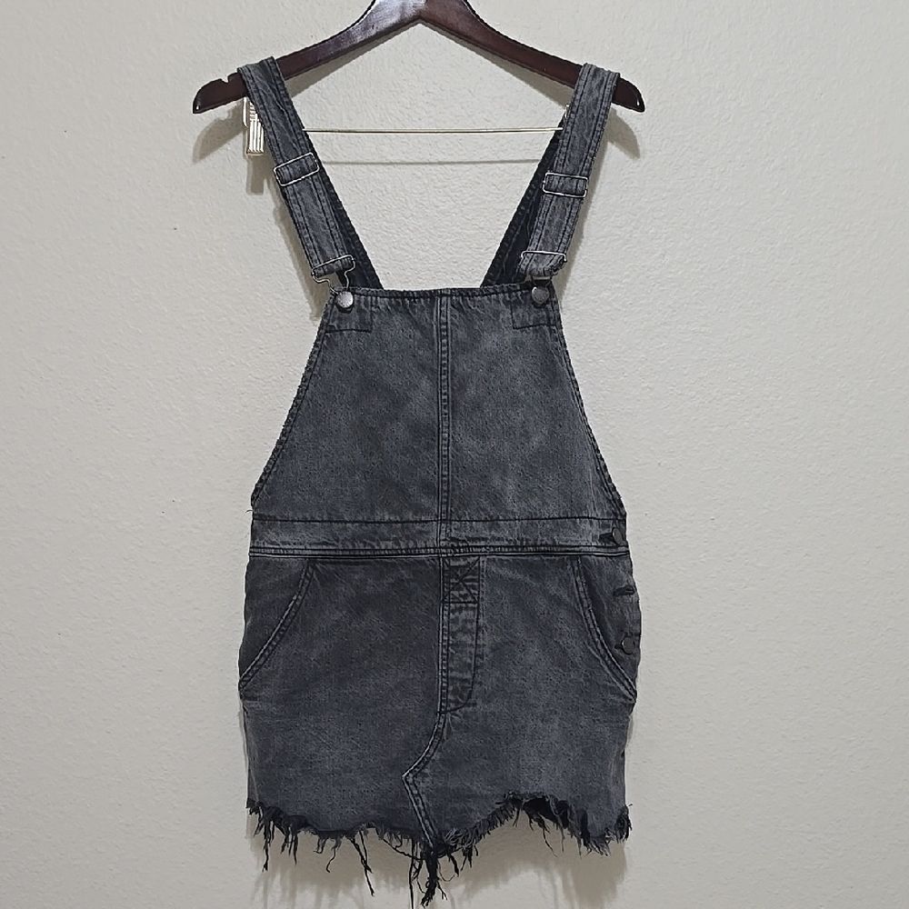 Free People Black Mini Overall Skirt
